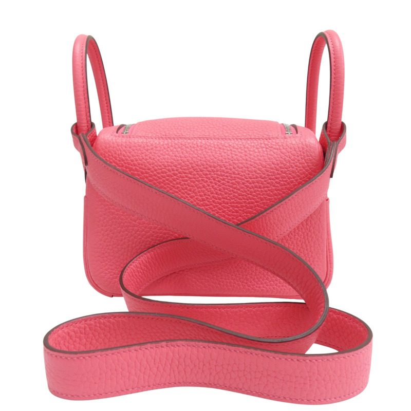 唇膏粉 Taurillon牛皮 Mini Lindy 肩背包 銀釦 Z刻【HERMES 愛馬仕】-1