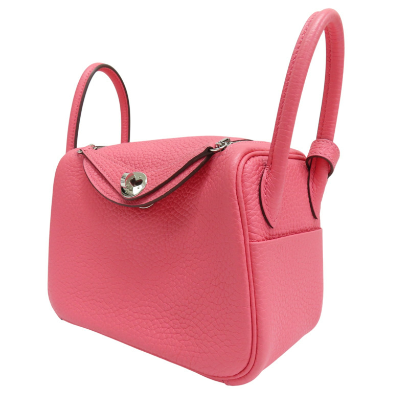 唇膏粉 Taurillon牛皮 Mini Lindy 肩背包 銀釦 Z刻【HERMES 愛馬仕】-2