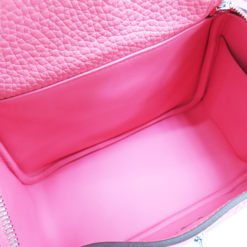 唇膏粉 Taurillon牛皮 Mini Lindy 肩背包 銀釦 Z刻【HERMES 愛馬仕】-4