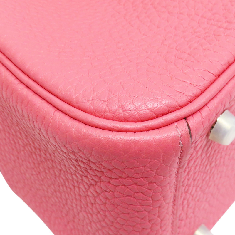 唇膏粉 Taurillon牛皮 Mini Lindy 肩背包 銀釦 Z刻【HERMES 愛馬仕】-8