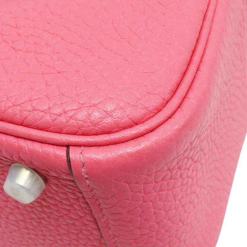 唇膏粉 Taurillon牛皮 Mini Lindy 肩背包 銀釦 Z刻【HERMES 愛馬仕】-9