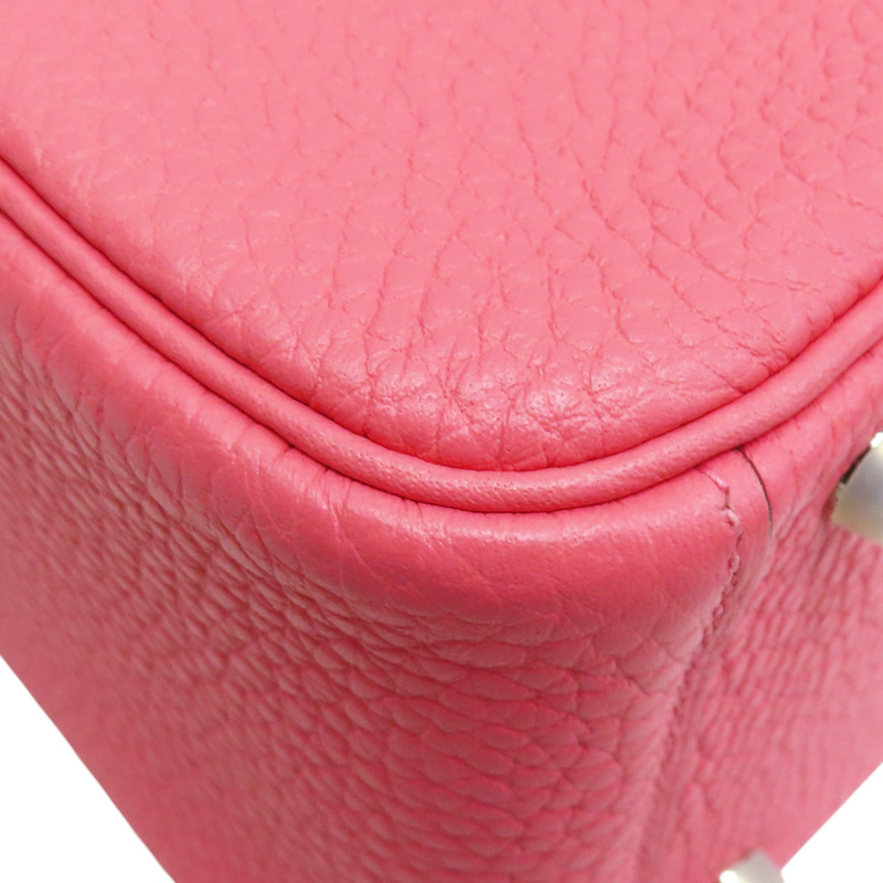 唇膏粉 Taurillon牛皮 Mini Lindy 肩背包 銀釦 Z刻【HERMES 愛馬仕】-10