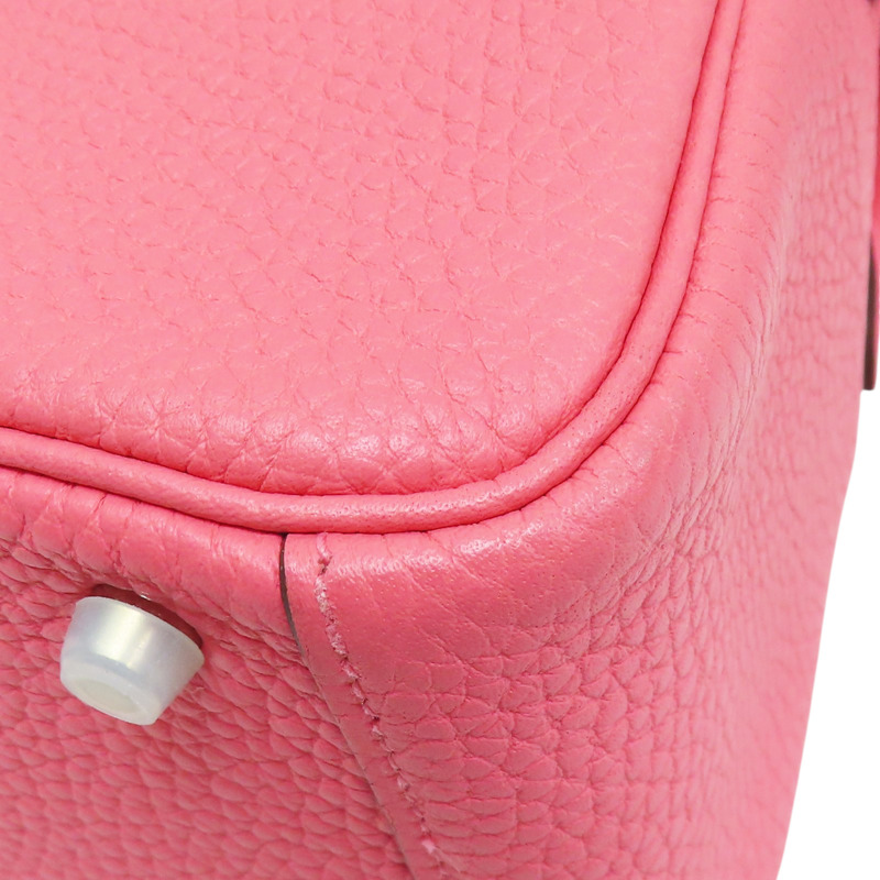 唇膏粉 Taurillon牛皮 Mini Lindy 肩背包 銀釦 Z刻【HERMES 愛馬仕】-11