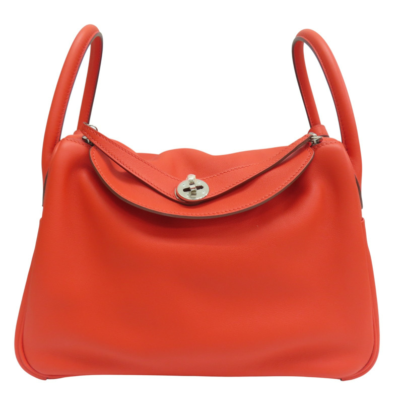 牡丹紅 Swift牛皮 Lindy 30 肩背包 □R刻 銀釦【HERMES 愛馬仕】-0