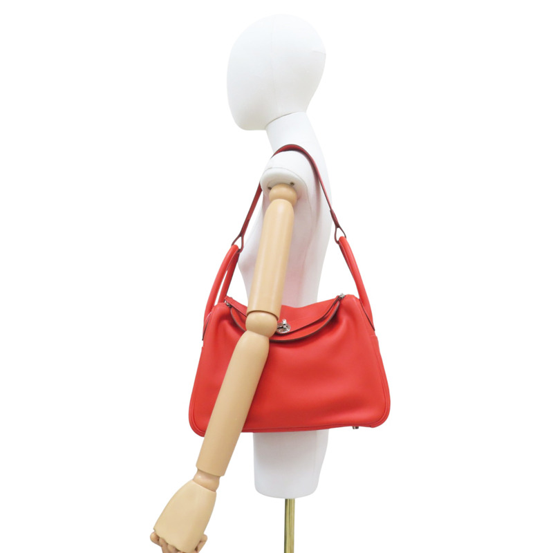 牡丹紅 Swift牛皮 Lindy 30 肩背包 □R刻 銀釦【HERMES 愛馬仕】-7