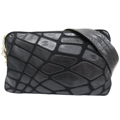黑色 羊皮 肩背包 金釦【CHANEL 香奈兒】