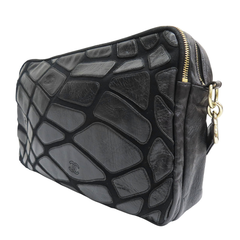 黑色 羊皮 肩背包 金釦【CHANEL 香奈兒】-2