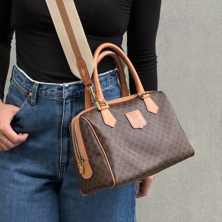 𝐂𝐄𝐋𝐈𝐍𝐄棕老花𝟐𝟓𝐜𝐦波士頓包(贈專櫃背帶)-2