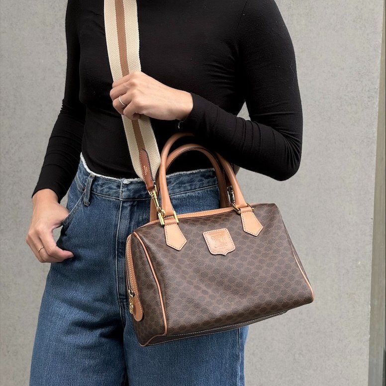 𝐂𝐄𝐋𝐈𝐍𝐄棕老花𝟐𝟓𝐜𝐦波士頓包(贈專櫃背帶)-3