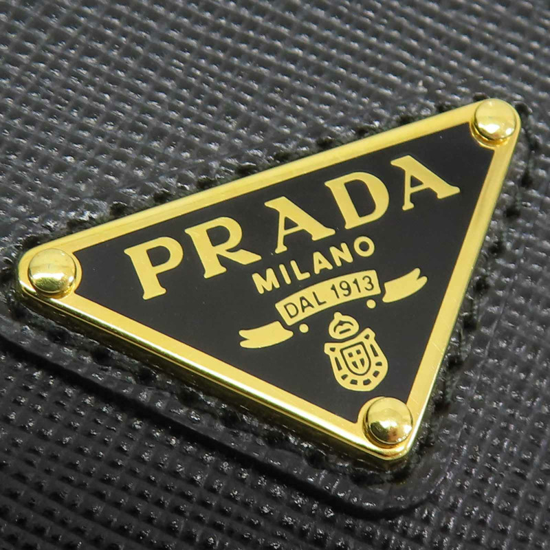 黑色牛皮 扣式短夾【PRADA 普拉達】-9