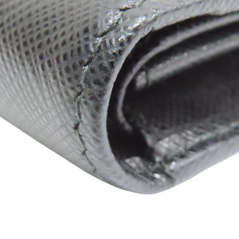 黑色牛皮 扣式短夾【PRADA 普拉達】-13