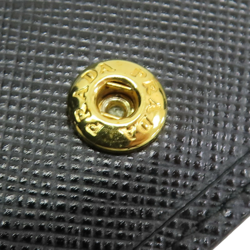 黑色牛皮 扣式短夾【PRADA 普拉達】-16