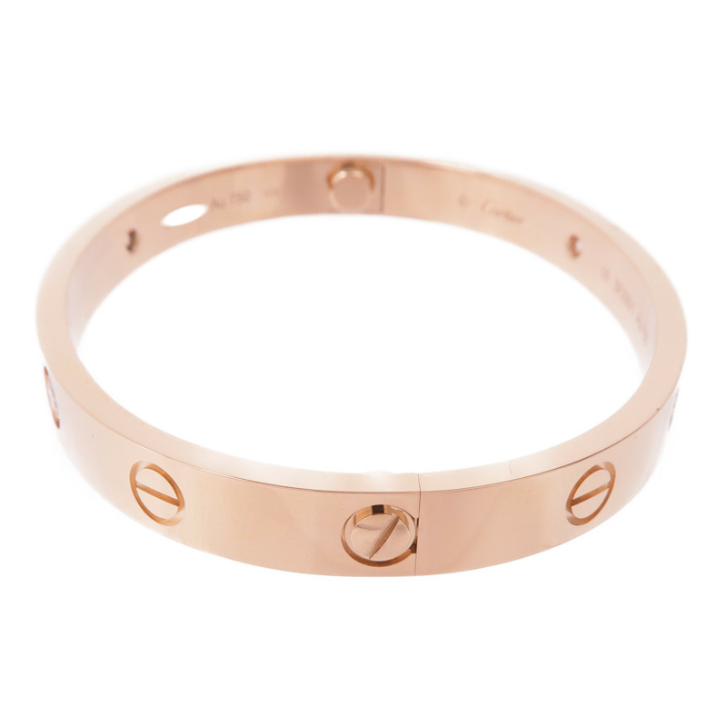 CARTIER 18K玫瑰金Love Bracelet 4 Diamonds鑽石手鐲Cartier#16-1