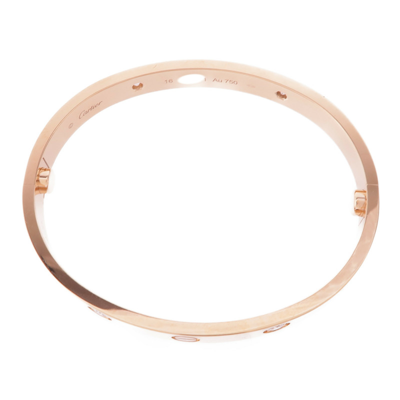 CARTIER 18K玫瑰金Love Bracelet 4 Diamonds鑽石手鐲Cartier#16-3