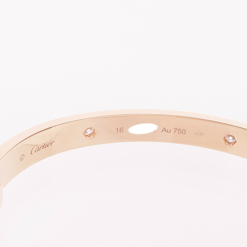 CARTIER 18K玫瑰金Love Bracelet 4 Diamonds鑽石手鐲Cartier#16-4