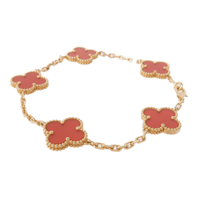 Van Cleef & Arpels 18K黃金Vintage Alhambra Bracelet 5 Motifs紅玉髓手鏈-1