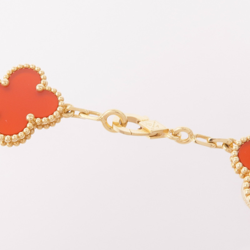 Van Cleef & Arpels 18K黃金Vintage Alhambra Bracelet 5 Motifs紅玉髓手鏈-4