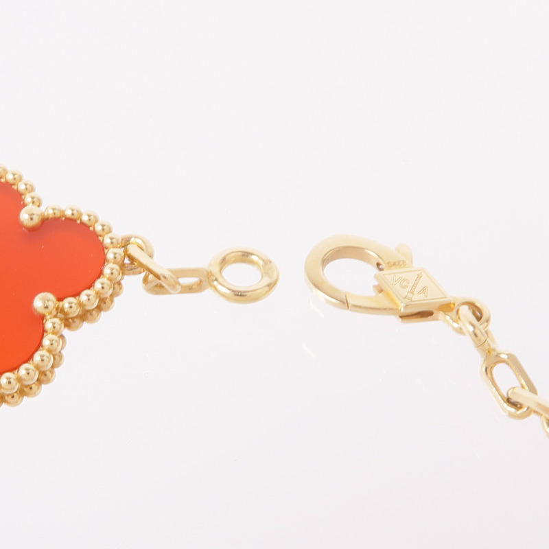 Van Cleef & Arpels 18K黃金Vintage Alhambra Bracelet 5 Motifs紅玉髓手鏈-5