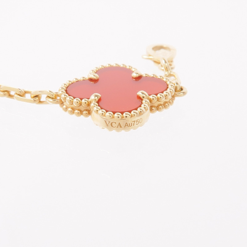 Van Cleef & Arpels 18K黃金Vintage Alhambra Bracelet 5 Motifs紅玉髓手鏈-7