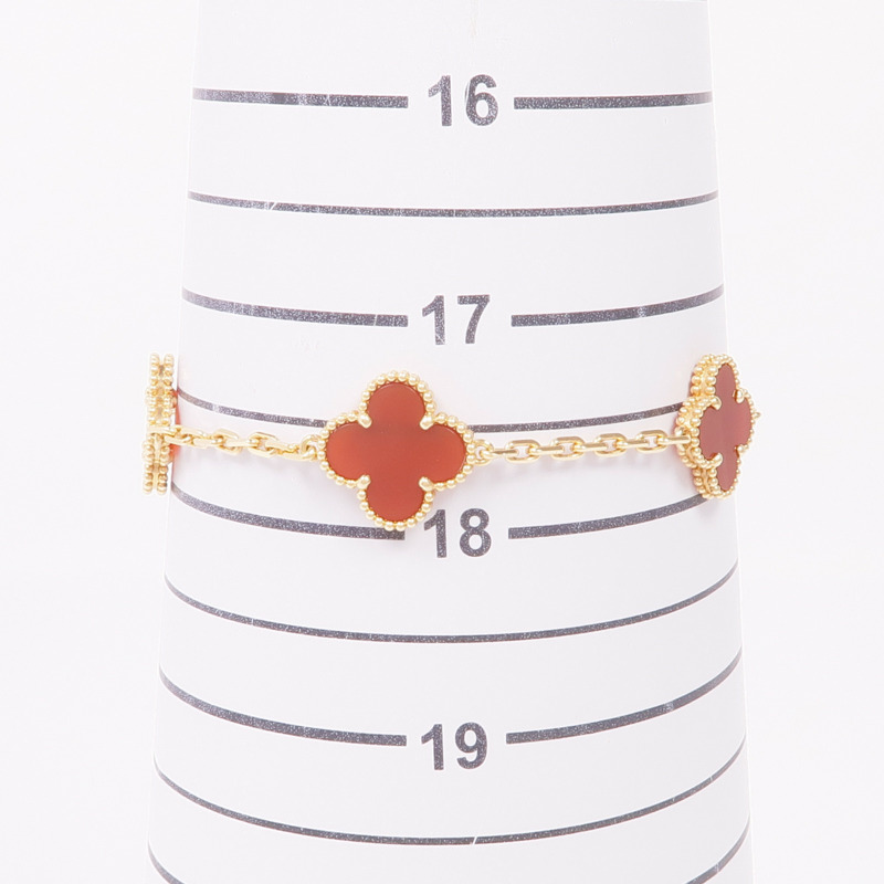 Van Cleef & Arpels 18K黃金Vintage Alhambra Bracelet 5 Motifs紅玉髓手鏈-9