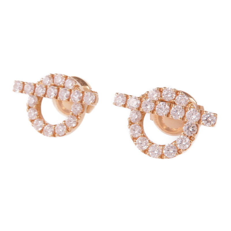 HERMES 18K玫瑰金Finesse Earrings鑽石耳環-1