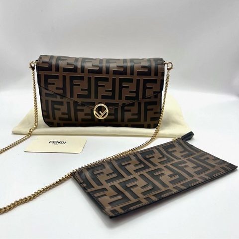 FENDI 老花三合一鏈條包21.5*12*3 98新配件塵袋