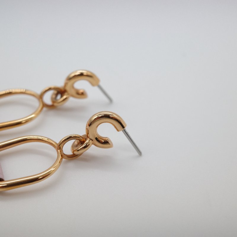 Hermès 愛馬仕 櫻花粉 牛皮 馬鞍釦 耳環-4