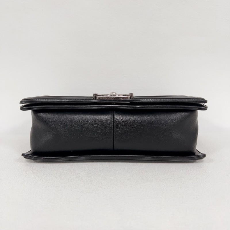 Chanel leboy中號25cm 黑銀羊皮 肩背包-4