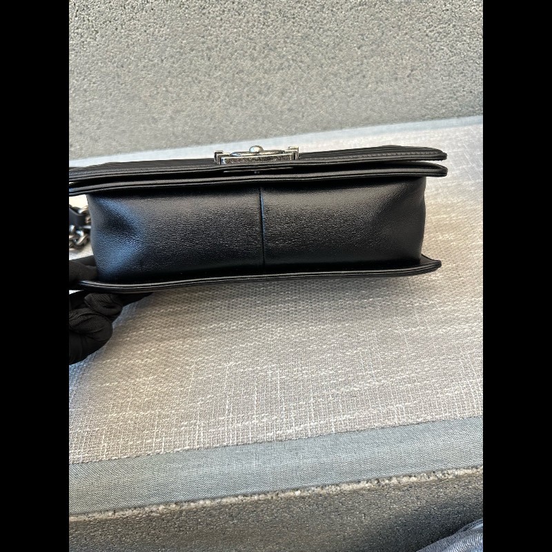 Chanel leboy中號25cm 黑銀羊皮 肩背包-7