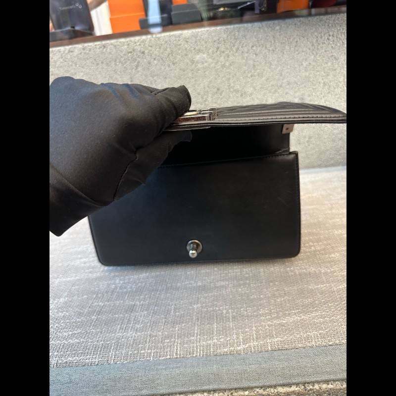 Chanel leboy中號25cm 黑銀羊皮 肩背包-16