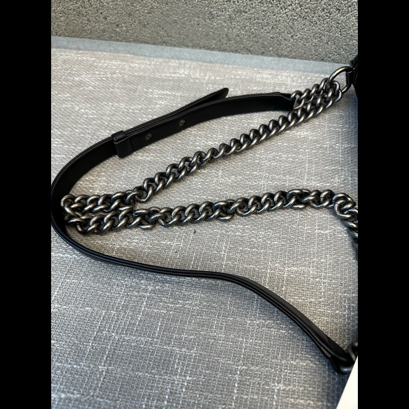 Chanel leboy中號25cm 黑銀羊皮 肩背包-19