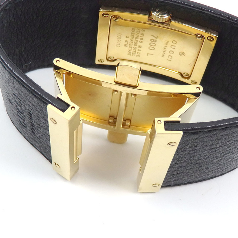 Gucci 女士手鐲腕錶，石英機芯，不鏽鋼皮革錶帶，7800L 電池供電-4