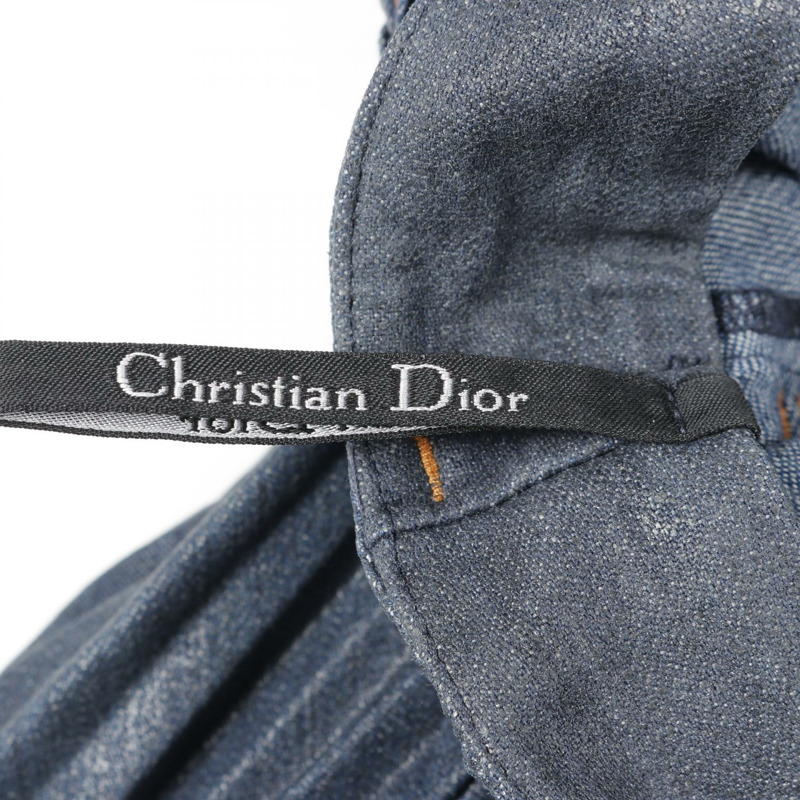 Christian Dior 褶襉半身裙，搭配腰帶，棉質，藍色，#34，二手女裝 CD-2
