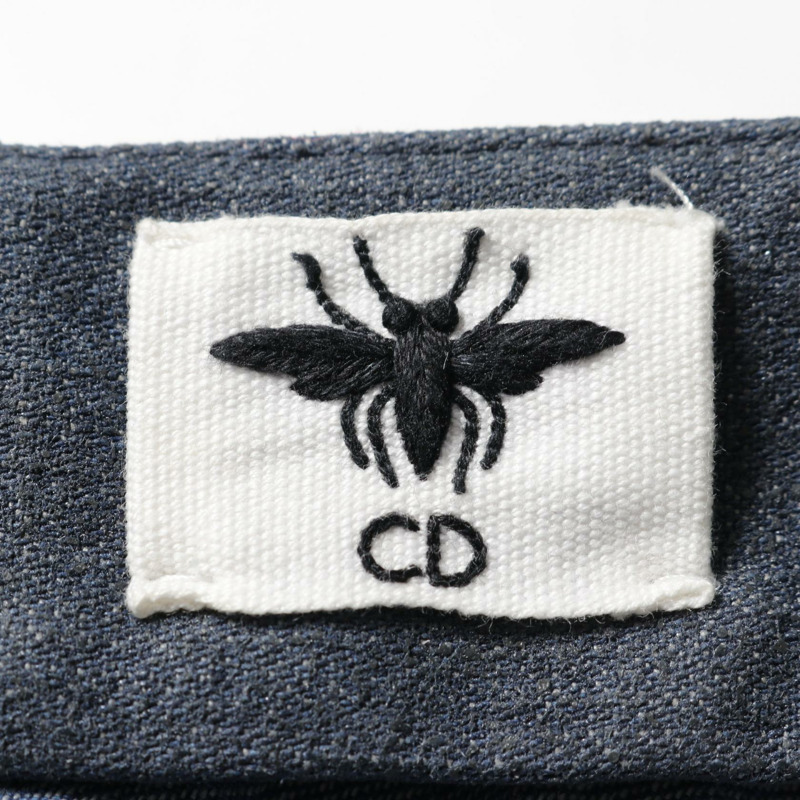 Christian Dior 褶襉半身裙，搭配腰帶，棉質，藍色，#34，二手女裝 CD-5