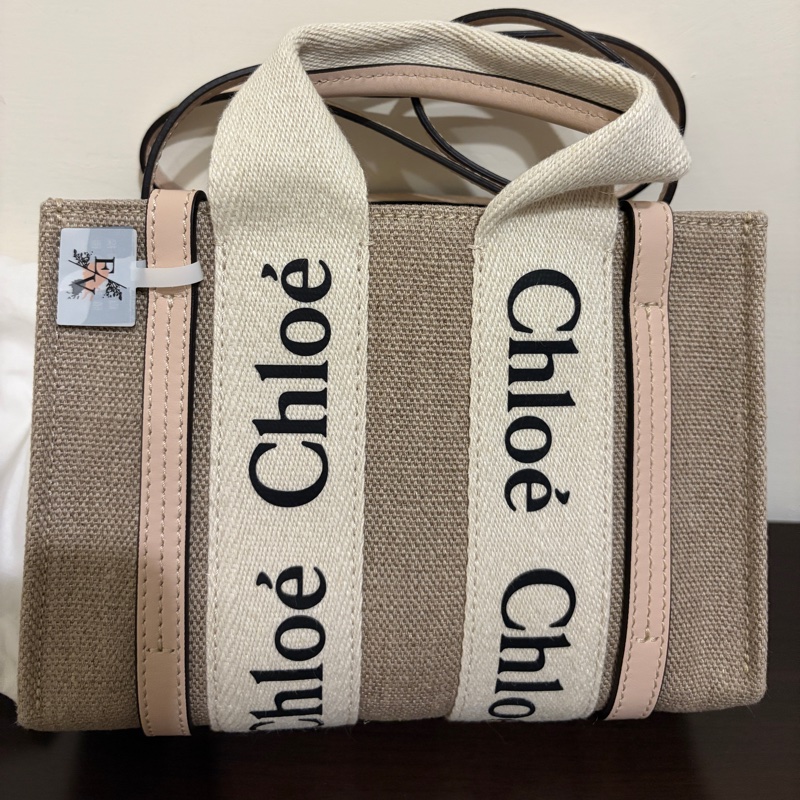 Chloe’ Woody Mini 織帶個性帆布小手提包兩用包(全新）-0