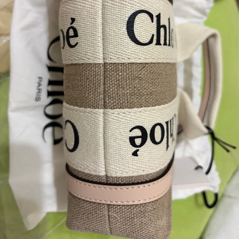 Chloe’ Woody Mini 織帶個性帆布小手提包兩用包(全新）-4