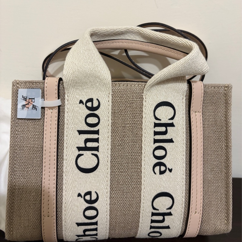 Chloe’ Woody Mini 織帶個性帆布小手提包兩用包(全新）-5