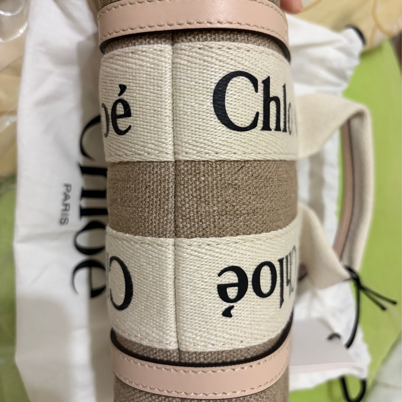 Chloe’ Woody Mini 織帶個性帆布小手提包兩用包(全新）-6