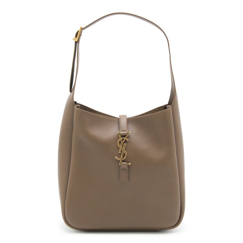 【YSL】SAINT LAURENT LE 5 A 7 Hobo Small 小款 粒面牛皮 鹿皮 肩背包 核桃棕色 金扣 Pecan Brown 713938-0