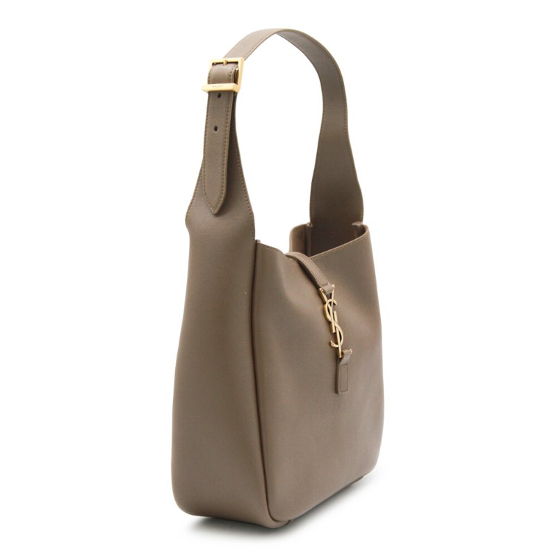 【YSL】SAINT LAURENT LE 5 A 7 Hobo Small 小款 粒面牛皮 鹿皮 肩背包 核桃棕色 金扣 Pecan Brown 713938-1