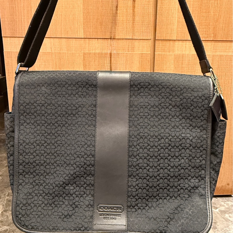 二手近新|COACH Signature Hudson Messenger Bag|黑色斜背包-6