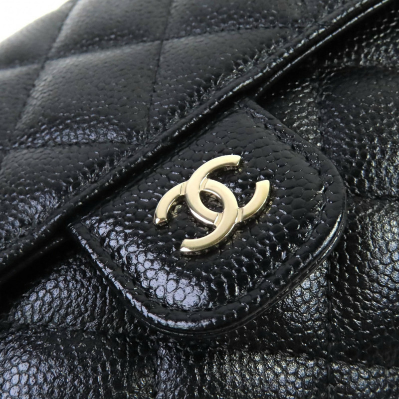 香奈兒 Coco Mark 魚子醬皮革鏈條單肩包，隨機序號，黑色/多色，含包裝盒和防塵袋，意大利製造，女士款-14