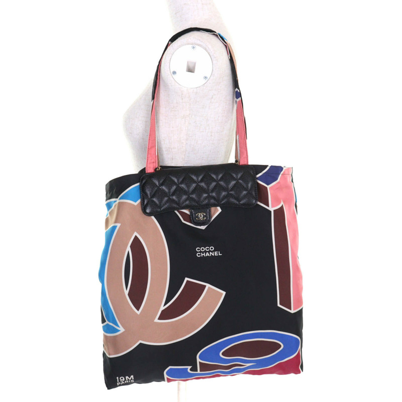 香奈兒 Coco Mark 魚子醬皮革鏈條單肩包，隨機序號，黑色/多色，含包裝盒和防塵袋，意大利製造，女士款-17