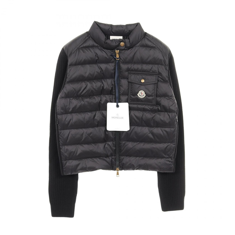 MONCLER 羊毛混紡開襟衫羽絨外套 9B00028M4281999S 黑色 #S 新款 女款-0