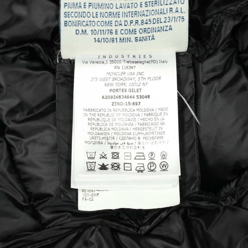 MONCLER PORTES 羽絨背心 4834644 尼龍 黑色 1 碼 二手 女款-4
