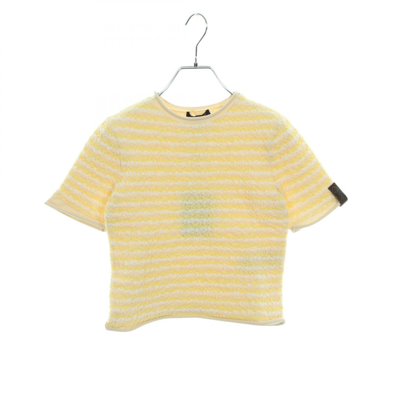 路易威登褶皺針織衫 T卹毛衣 #M 聚酯纖維 米色 黃色-0