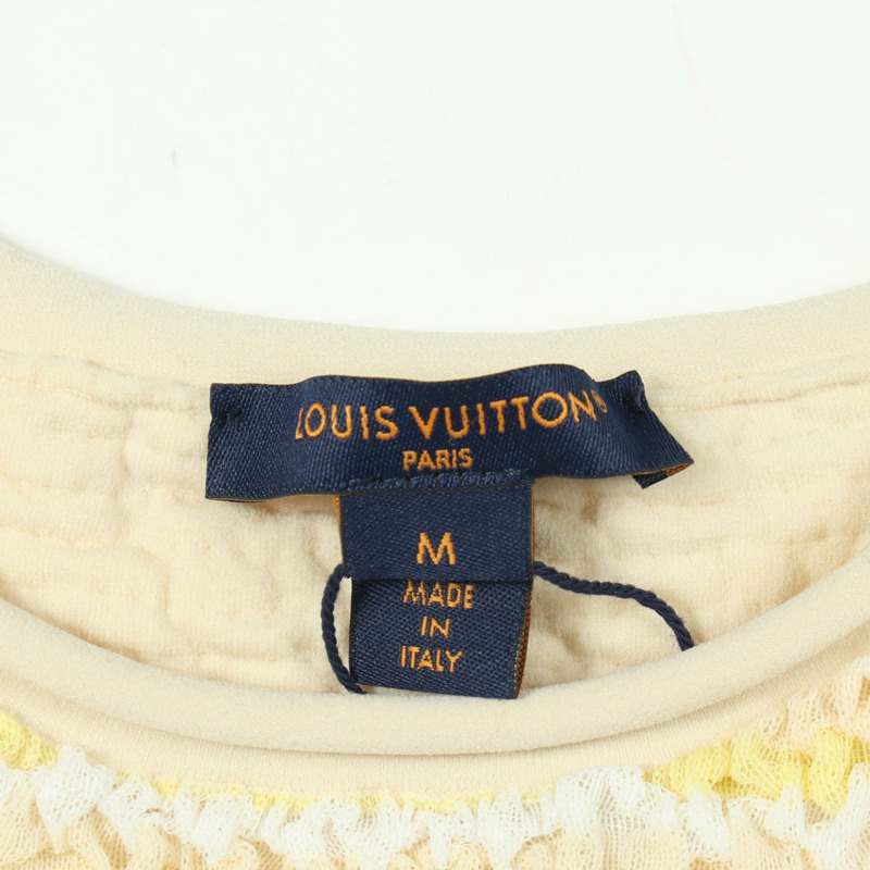 路易威登褶皺針織衫 T卹毛衣 #M 聚酯纖維 米色 黃色-2