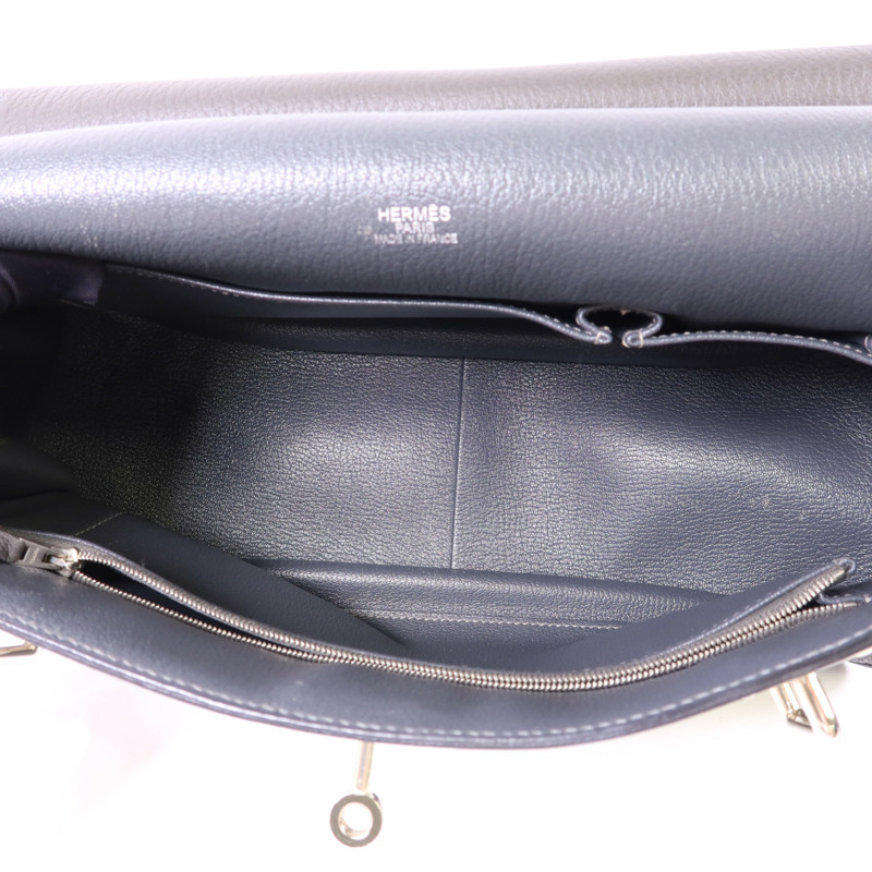 HERMES Clemence皮革Jypesiere 34銀扣肩背袋Etain-5