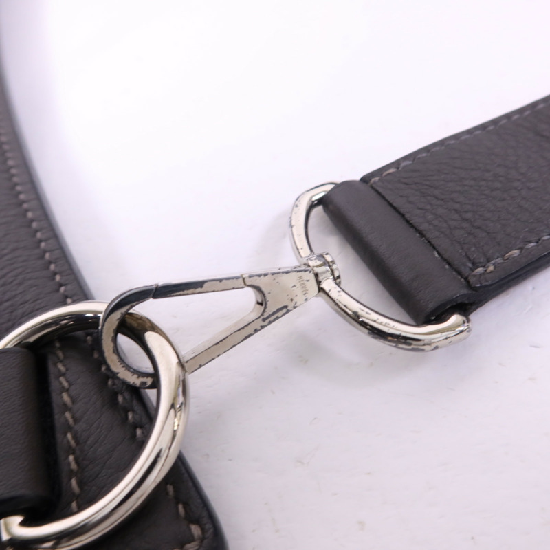 HERMES Clemence皮革Jypesiere 34銀扣肩背袋Etain-10