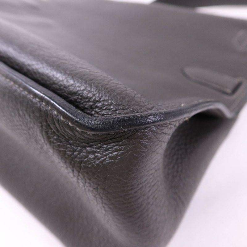 HERMES Clemence皮革Jypesiere 34銀扣肩背袋Etain-14